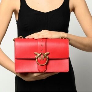 Pinko Red Crossbody Bag with Gold Details